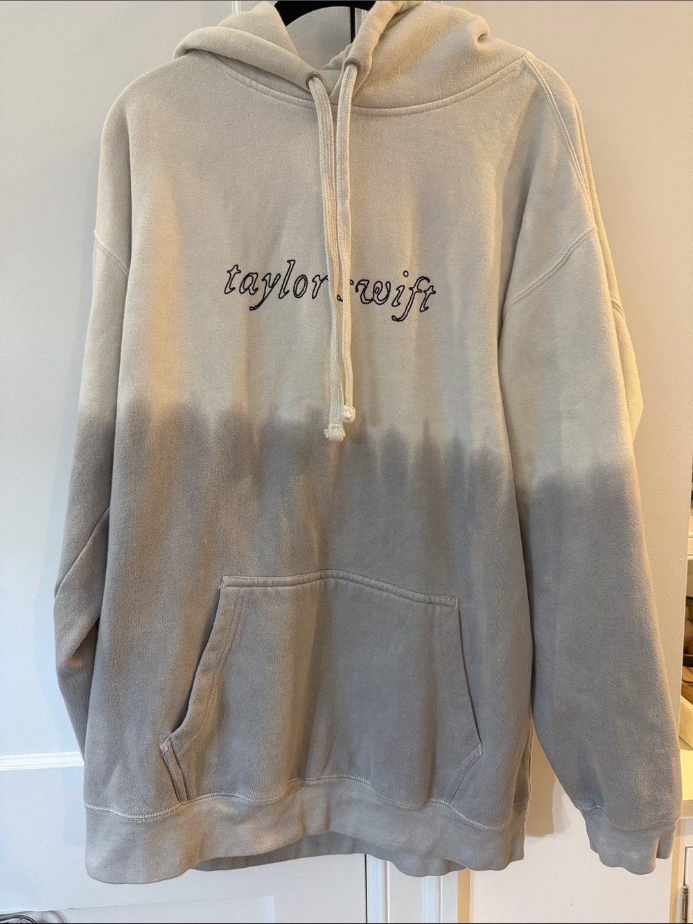 Official Taylor Swift Folklore Two-Tone Ombre Hoodie - Cream to Light Gray